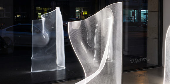 Élément lumineux sculptural en acrylique pour éclairage architectural