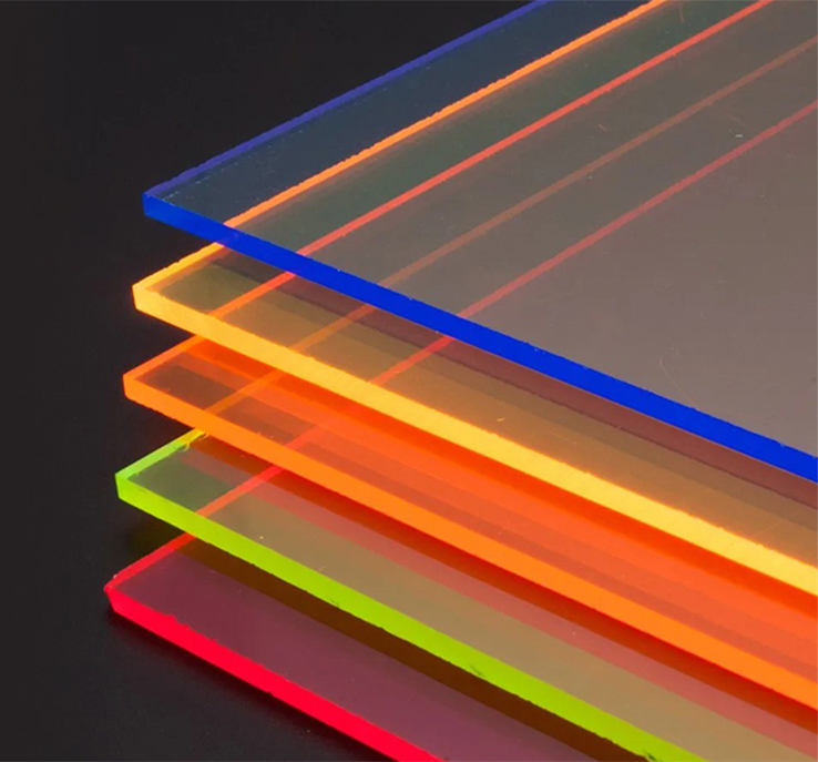 Plaques acryliques fluorescentes avec chants colorés lumineux